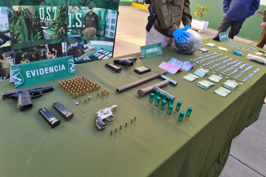 En 90,5% aumentó la incautación de armas en la región por parte de Carabineros y la PDI aumentó en 229,4% las incautaciones de plantas de marihuana